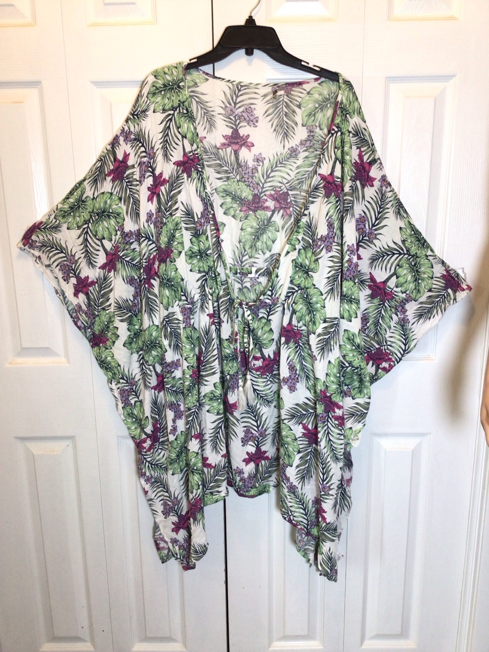 Wave Zone Plus Size 2X/3X Tropical Kimono Coverup Drawstring Beach Boho. - Picture 2 of 12
